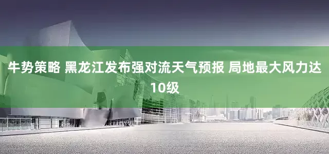 牛势策略 黑龙江发布强对流天气预报 局地最大风力达10级